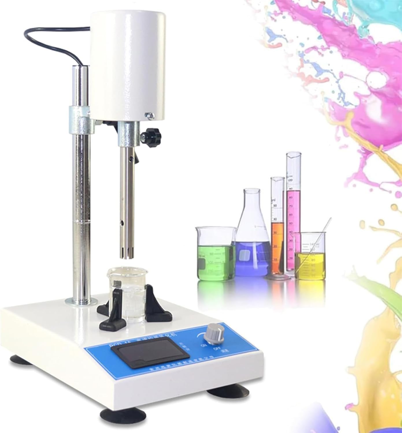Szybki homogenizator, regulowany 0-20000 obr./min, głowice mieszające 13 mm i 18 mm, pojemność przetwarzania 20-1000 ml, idealny do kosmetyków, żywności i farb