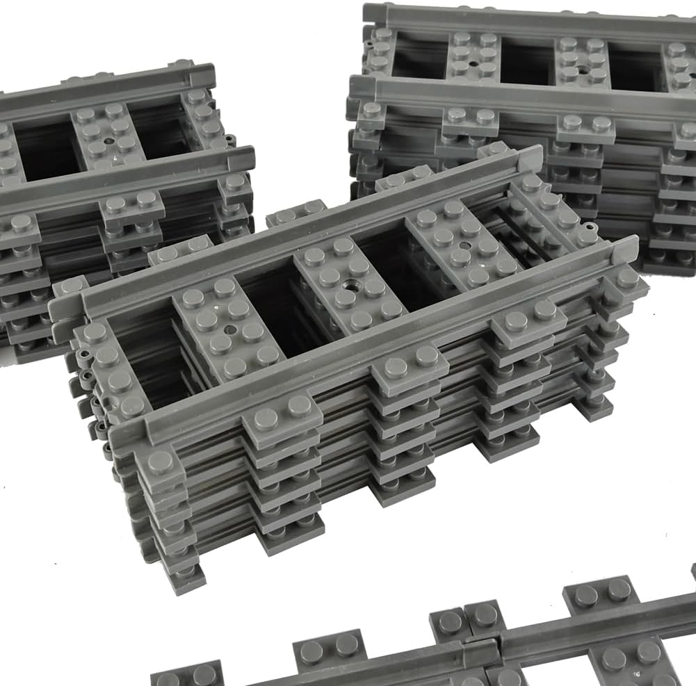 CONVENTEJOY 18pcs City Train Track Set Straight Tracks Rail Expansion Building Block Toy Compatible with Major Brands