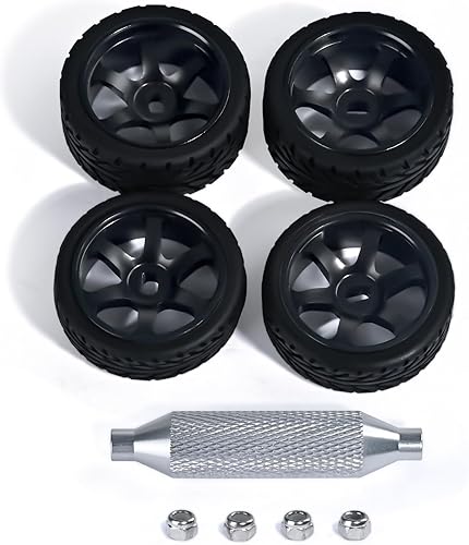 Llantas de rueda de 6 radios y neumáticos de velocidad de coche Rc para 128 RC Hobby Model Car, 2 estrechos+2 x anchos 4 llantas de aleación de