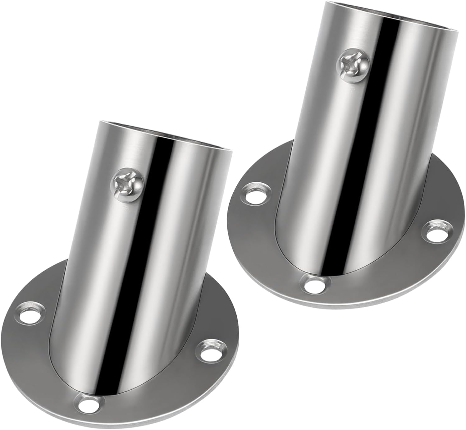 KOMBIUDA Closet Pole Brackets Bevel Angle Flange Base Stainless Rod Socket for Easy Hanging
