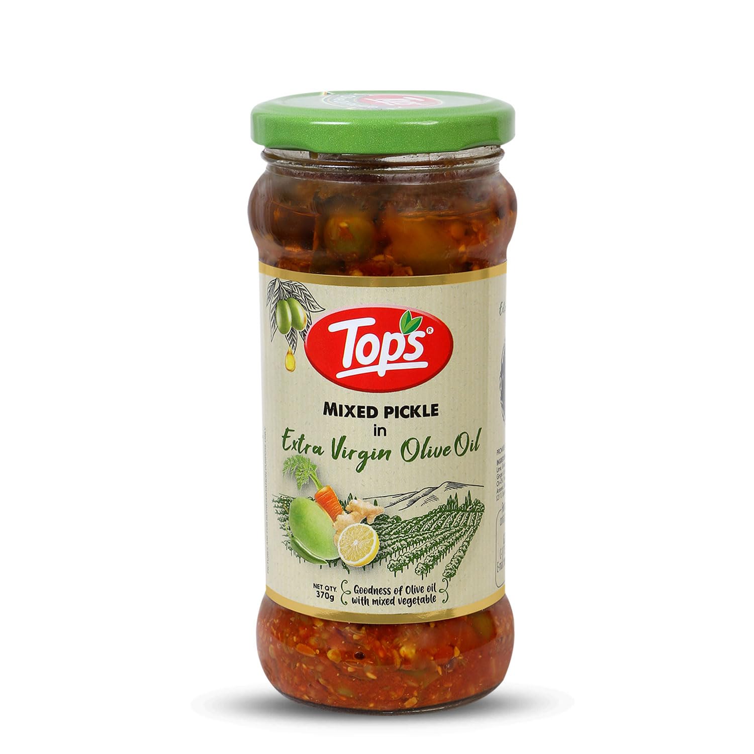 TOPS Olive Oil Mixed Pickle -370 gm Glass Jar | Perfect blend of nine select seasonal vegetables in extra virgin olive oil and aromatic spices (B0C5MX73MB) Amazon Price History, Amazon Price Tracker