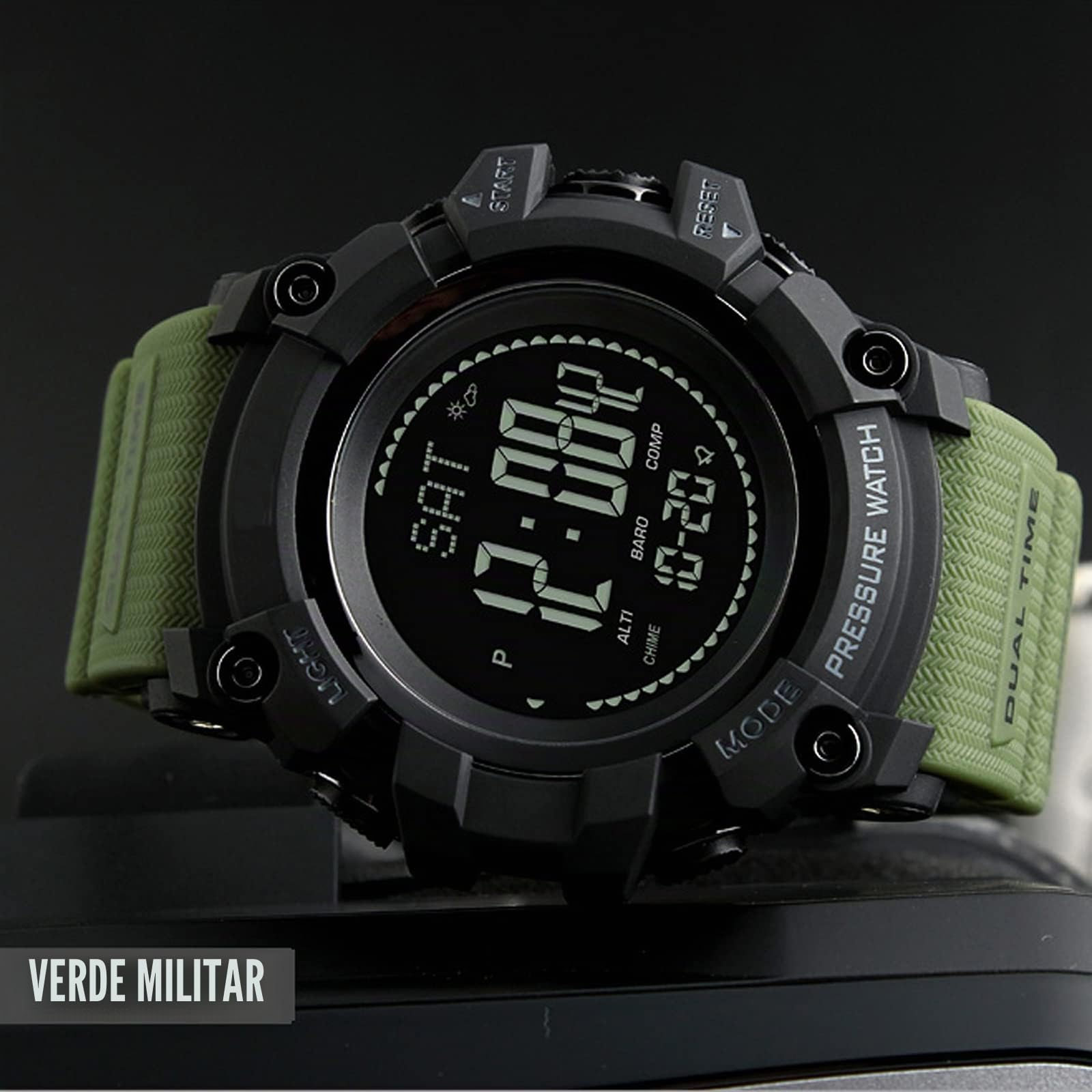 findtime Relojes deportivos ABC para hombre, altímetro, barómetro, brújula, podómetro, cuenta regresiva, presión, pronóstico del tiempo, cronómetro, contador de calorías, cronómetro, reloj digital