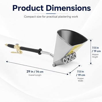 4 Jet Pneumatic Cement Stucco Sprayer Gun, Mortar Plaster Texture Hopper Sprayer for Ceiling, Automatic Air Paint Tool with 1.32 Gal Capacity
