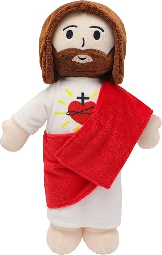 Yelakey 13" Jesus Plush Toy Heart of Jesus Plushie Savior Stuffed Doll for Church Sunday School Religious Easter Gift for Children Kids