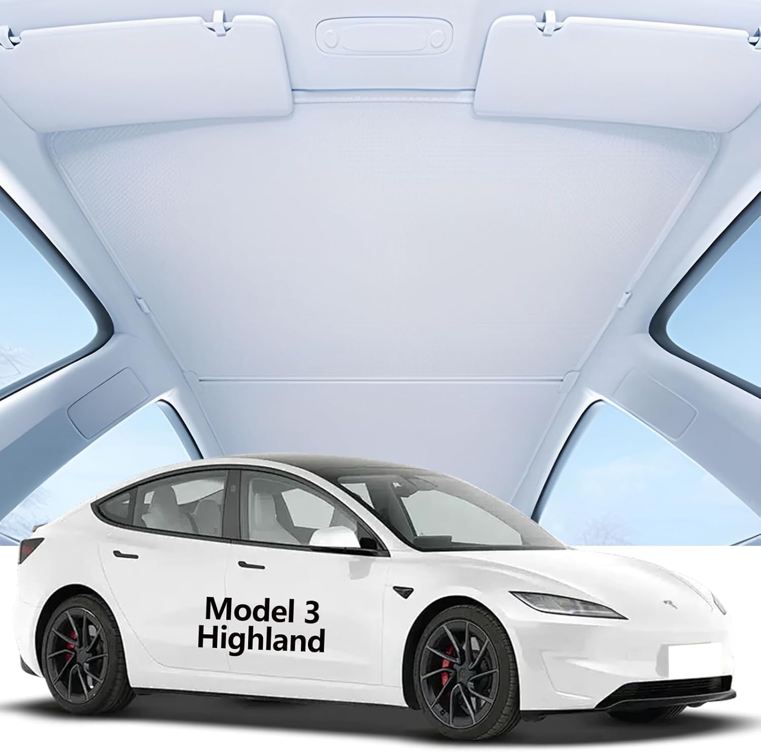 Glass Roof Sunshades for Tesla Cybertruck,Heat Reflective Nano Ice Crystal Coatings UV Block Roof Sunshades No Sag Flodable Sunroof Sunshade