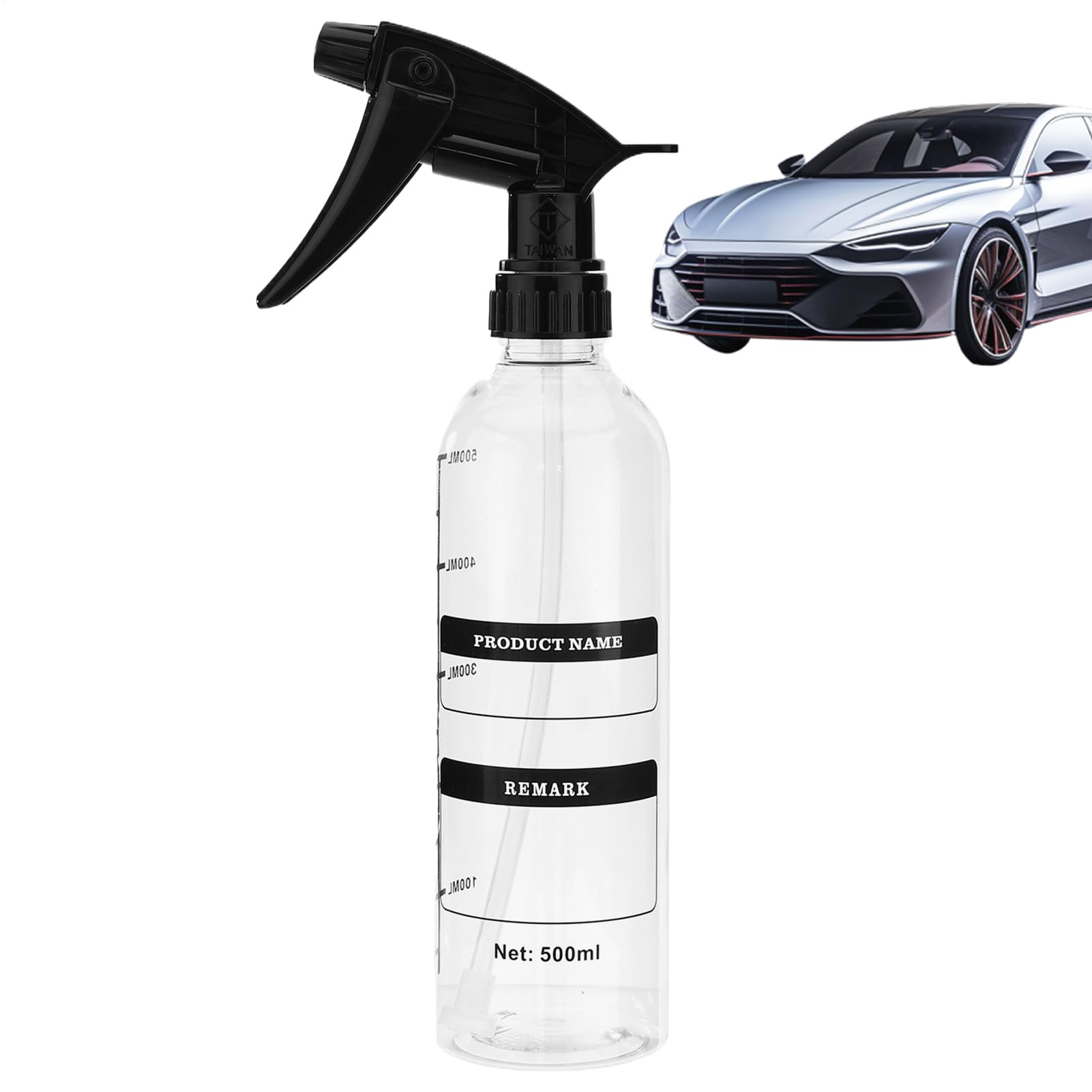 Car Wash Spray Bottle - 500ml Mist Dispenser for Detailing, Adjustable Nozzle Sprayer, Resistant Vessel, Automotive Maintenance Gear, Utility Category, Clear Ergonomic Trigger Flask