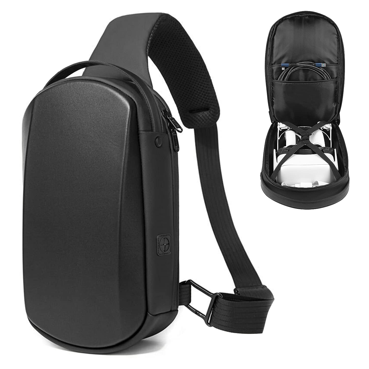 Tyasoleil Portable VR Headset Shoulder Bag for Oculus Quest 2/3/3S, Vision Pro, Elite Strap, Controller Accessories Case, ALL SIZE Straps, Crossbody Backpack (Black) Tyasoleil Portable VR Headset Shoulder Bag for Oculus Quest 2/3/3S, Vision Pro, Elite Strap, Controller Accessories Case, ALL SIZE Straps, Crossbody Backpack (Black)