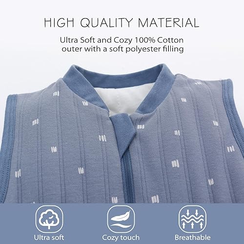 Miniatura 6 de TOG 2.5 - Saco de dormir para bebé, saco de dormir sin mangas para bebés y niños pequeños, saco de dormir súper suave, cálido y cómodo, rayas azules