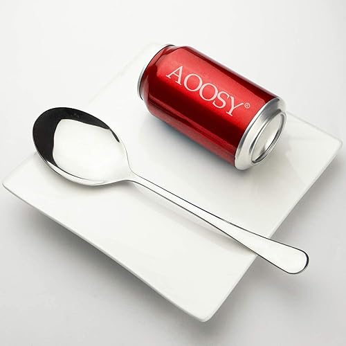 Miniatura 3 de 3 cucharas de servir, 3 cucharas ranuradas, 6 cucharas de servir extragrandes de 9.8 pulgadas, juego de cucharas de servir de acero inoxidable para