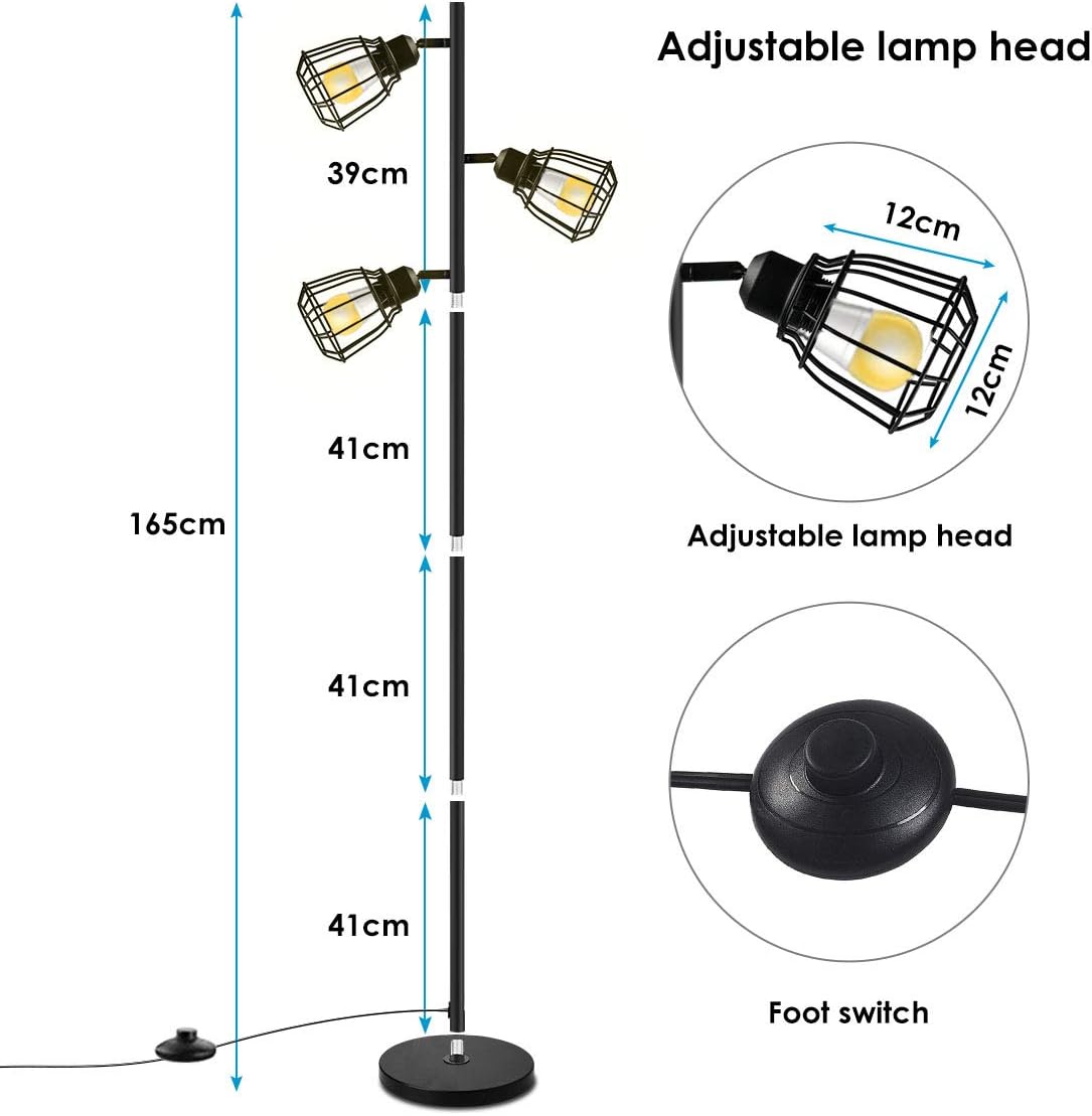 Suреr Dеаl Prоduсt Joly Joy Arc Floor Lamps, Super Bright LED Torchiere Metal 3-Light Tree Floor Lamp, 18W LED Floor Light with Remote Control，Standing Lamp with Stepless Dimmer for Living Room, Office and Bedroom