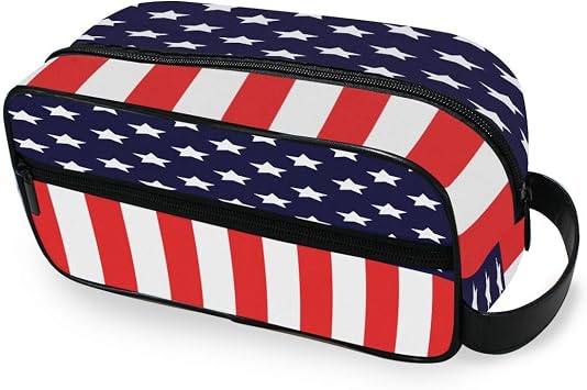 Portable Toiletry Bag Abstract American Flag USA Flag Travel Wash Bag Multifunction Cosmetic Bag Makeup Pouch Storage Bag for Women Men Boys Girls