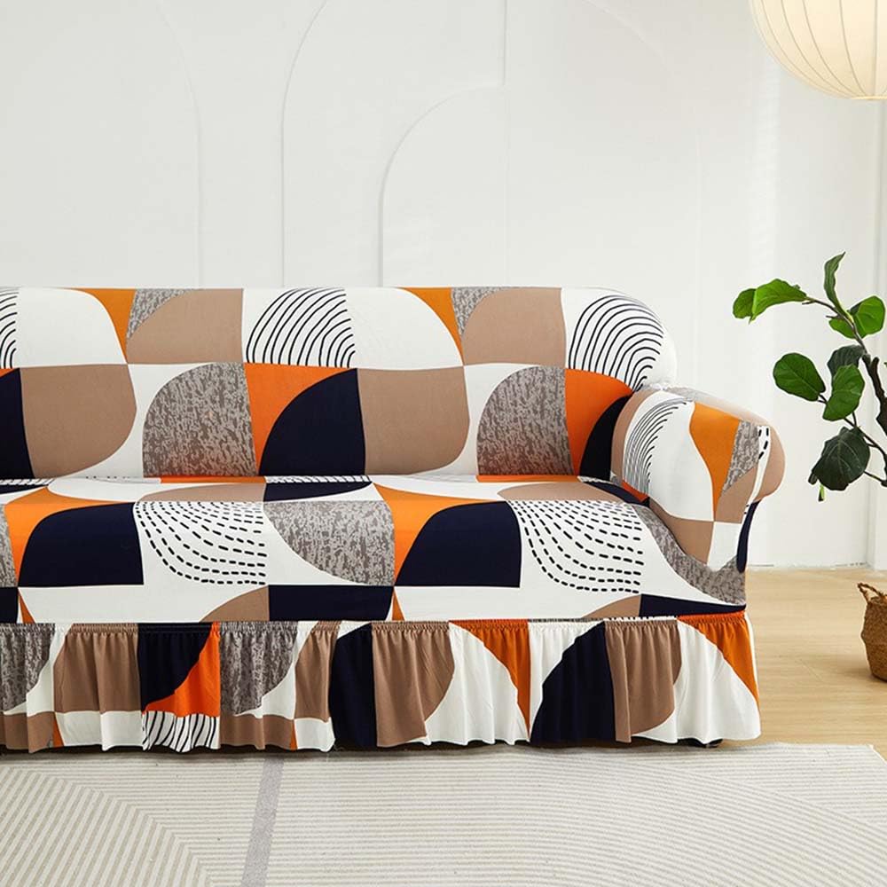 SDYdsgE sofa cover， Stretchy Sofa Slipcover with Non Slip Spandex Fabric for 1 4 Seater Couch Stylish Skirt Design(C,2 Seater/57 72in)