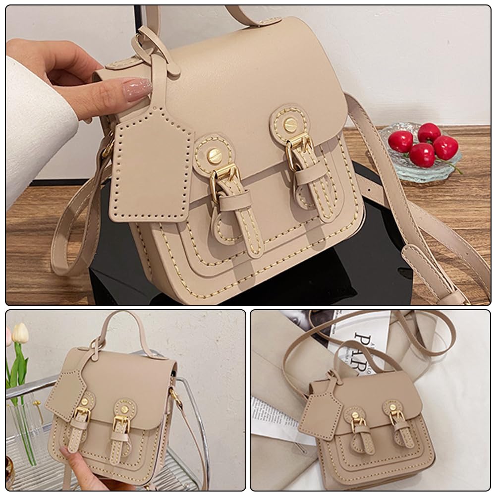 WADORN Kit per La Realizzazione di Borse A Tracolla In Pelle Fai-Da-Te, Borsa A Tracolla In Pelle PU Materiali per Modelli di Cucito Kit Artigianale Borsa per Donna Artigianale, 17x16x7 cm (Albicocca)