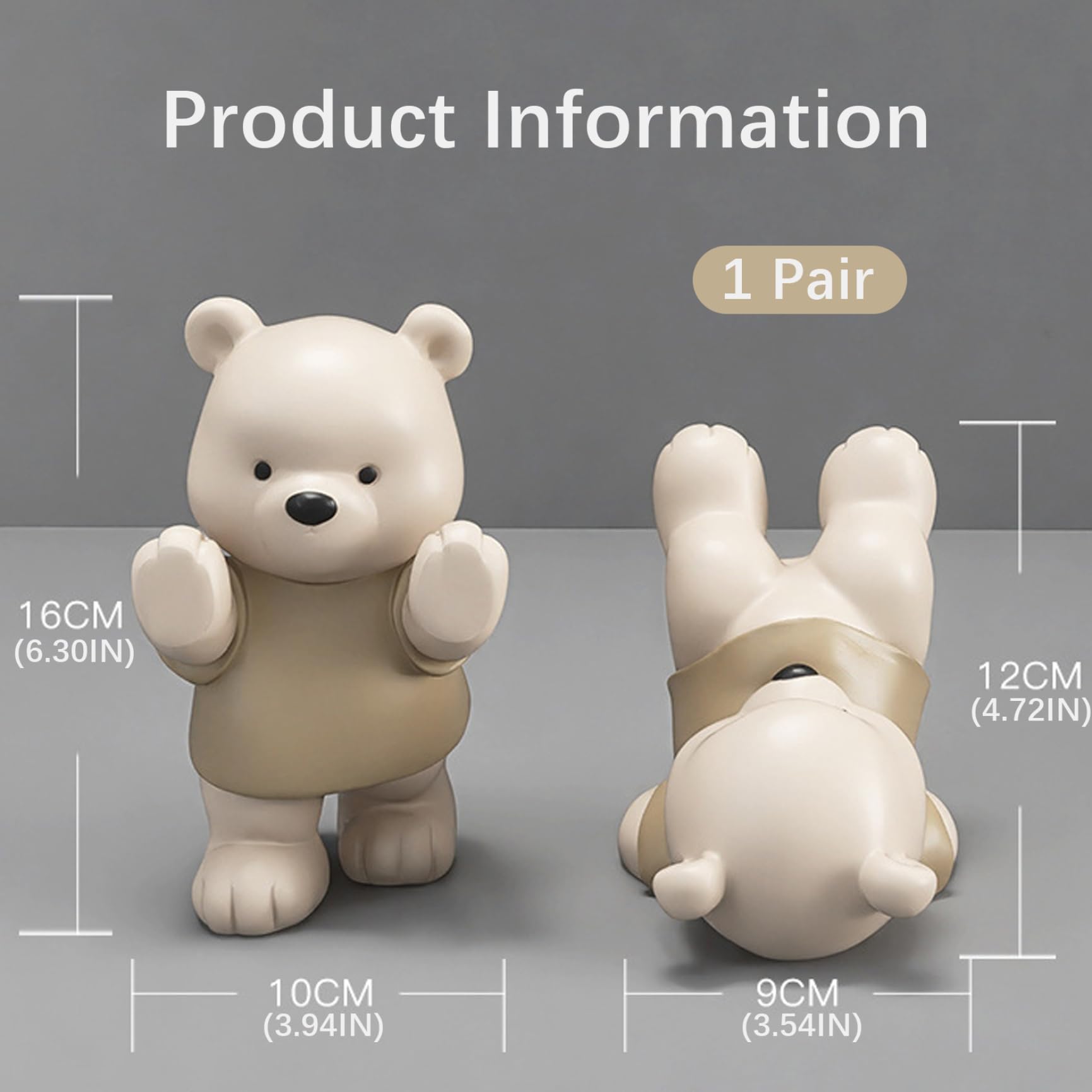 Set di 2 fermalibri decorativi a forma di orso, in resina, impermeabili, antiscivolo, per mensole, scrivania, casa, ufficio, inaugurazione della casa, regalo di inaugurazione della casa, simpatico