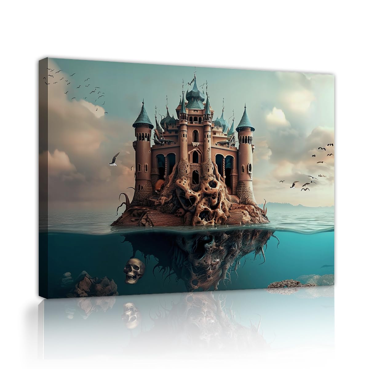 YUNART Skull Wall Art Gothic Skeleton Canvas Picture Vintage Dark Academia Picture Retro Mid Century Goth Canvas Prints for Living Room 30x40cm Innerframe