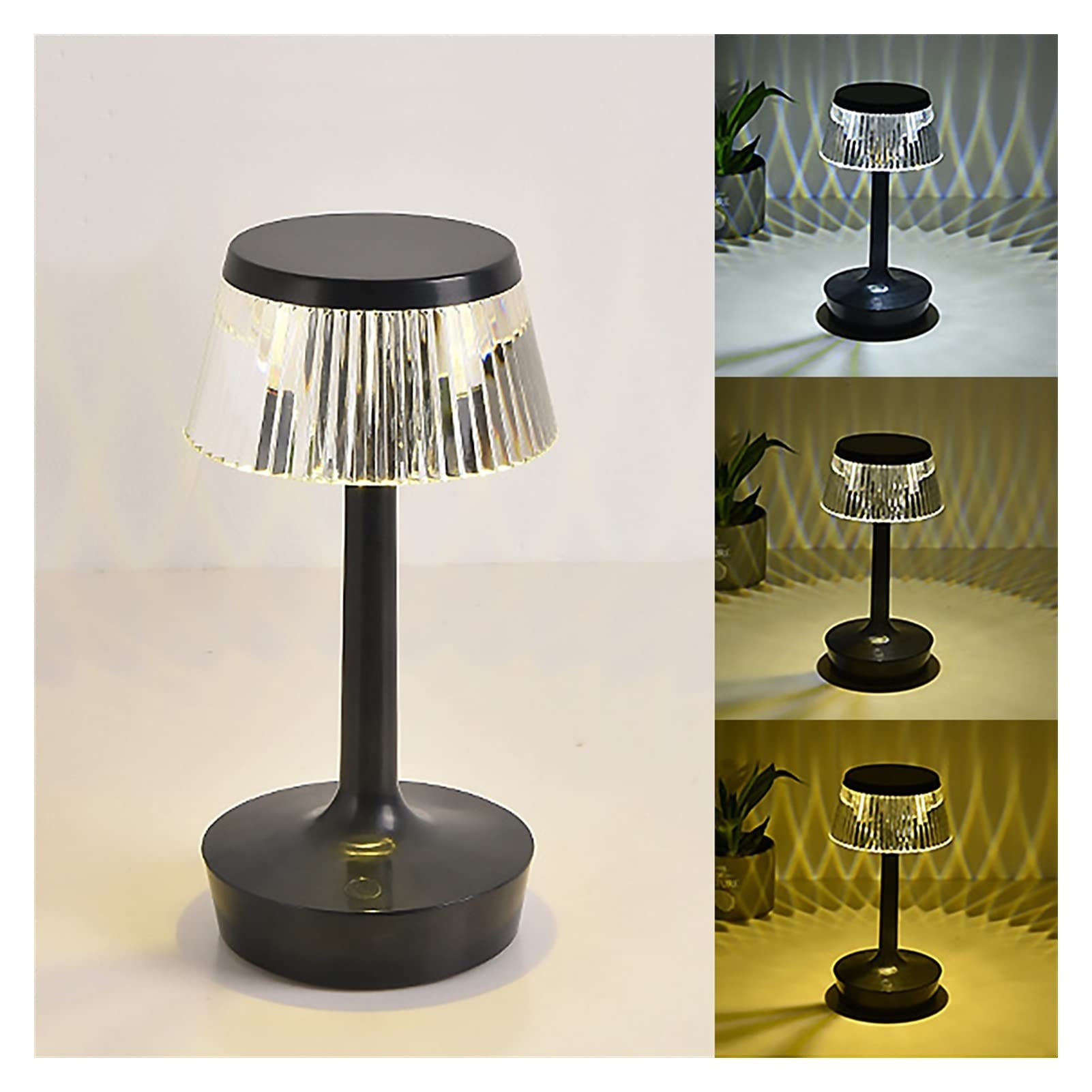 Lampada da comodino Lampada da tavolo in cristallo a fungo Comodino for camera da letto Interruttore tattile USB Decorazione atmosfera Luce notturna a led Lampade da Comodino per Camere da Letto ( Col