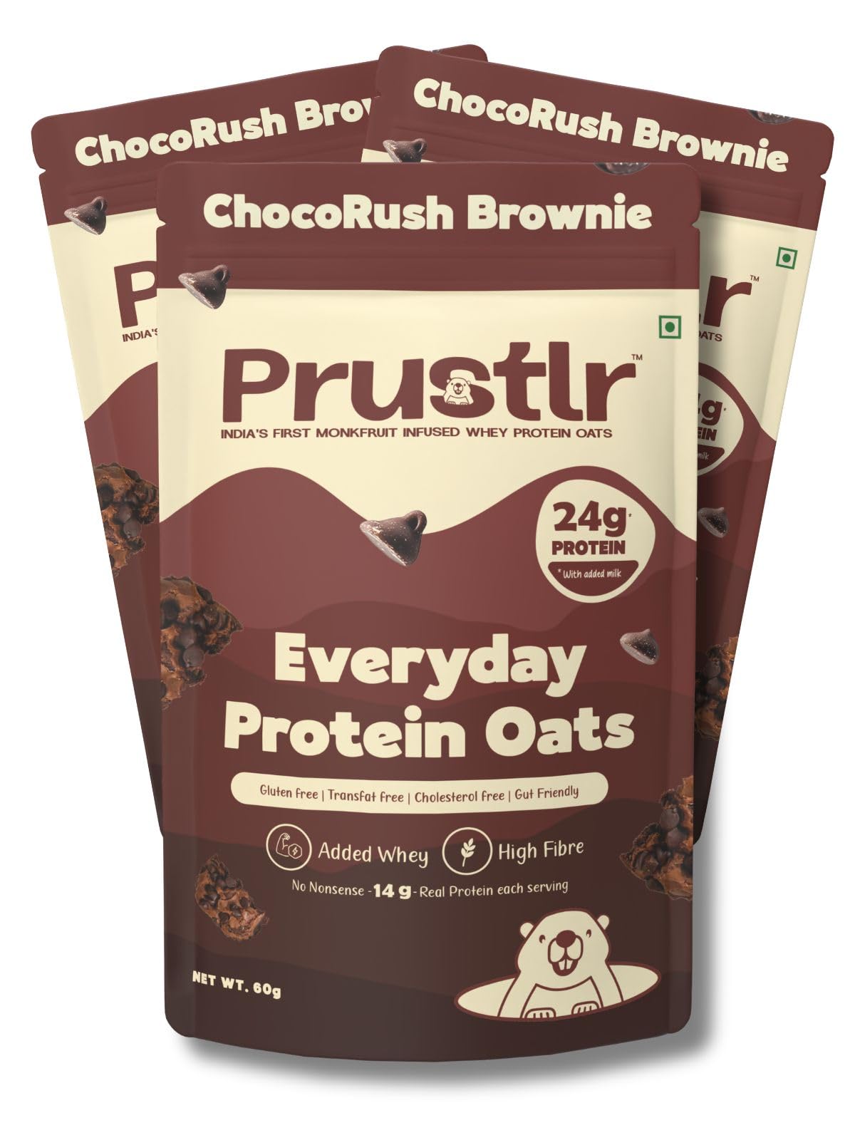 Prustlr ChocoRush Brownie - Everyday Protein Oats 24g Protein | Gluten-Free | Guilt-Free | Vegan Friendly | Nature-Inspired | No Added Preservatives | Pack of 3-image-30
