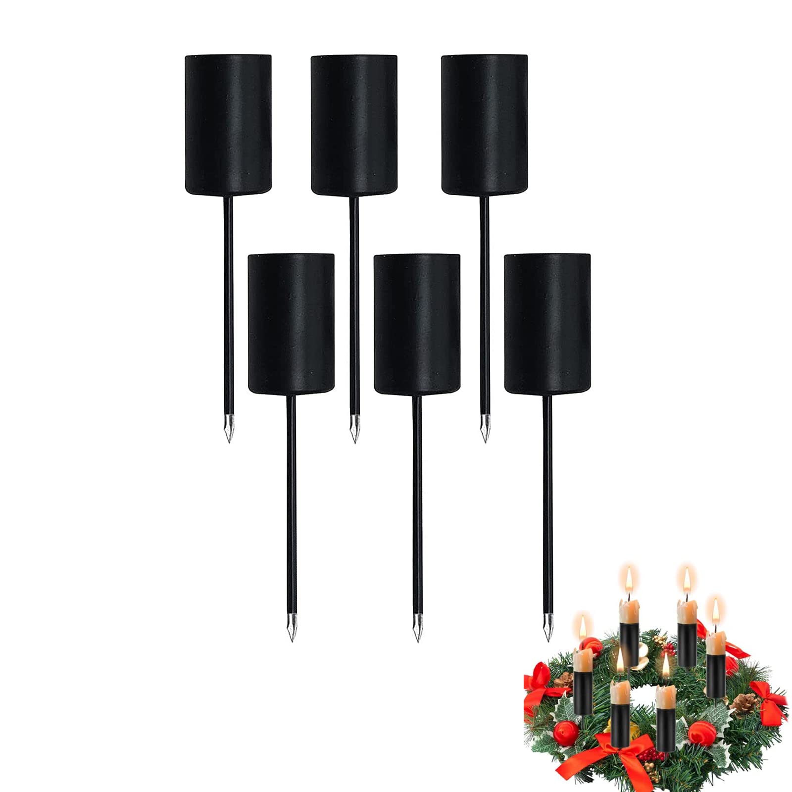 Novaliv 12 x kandelaar staafkaarsen zwart kaarsenhouder voor adventskrans kaarsenpin kerstkrans