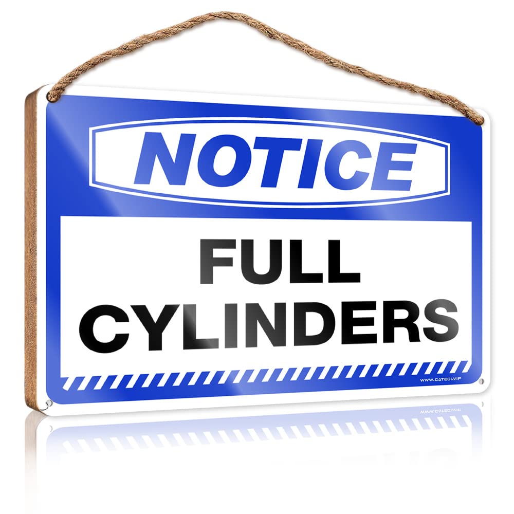 HELIOFORGE Funny Porch Decor Notice Full Cylinders Wooden Sign(15X28CM)