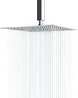 Vista 9 de Lordear - Alcachofa de ducha de lluvia de 12 pulgadas, sólida, ultrafina, de acero inoxidable 304, ajustable, cuadrada, de lluvia, cobertura