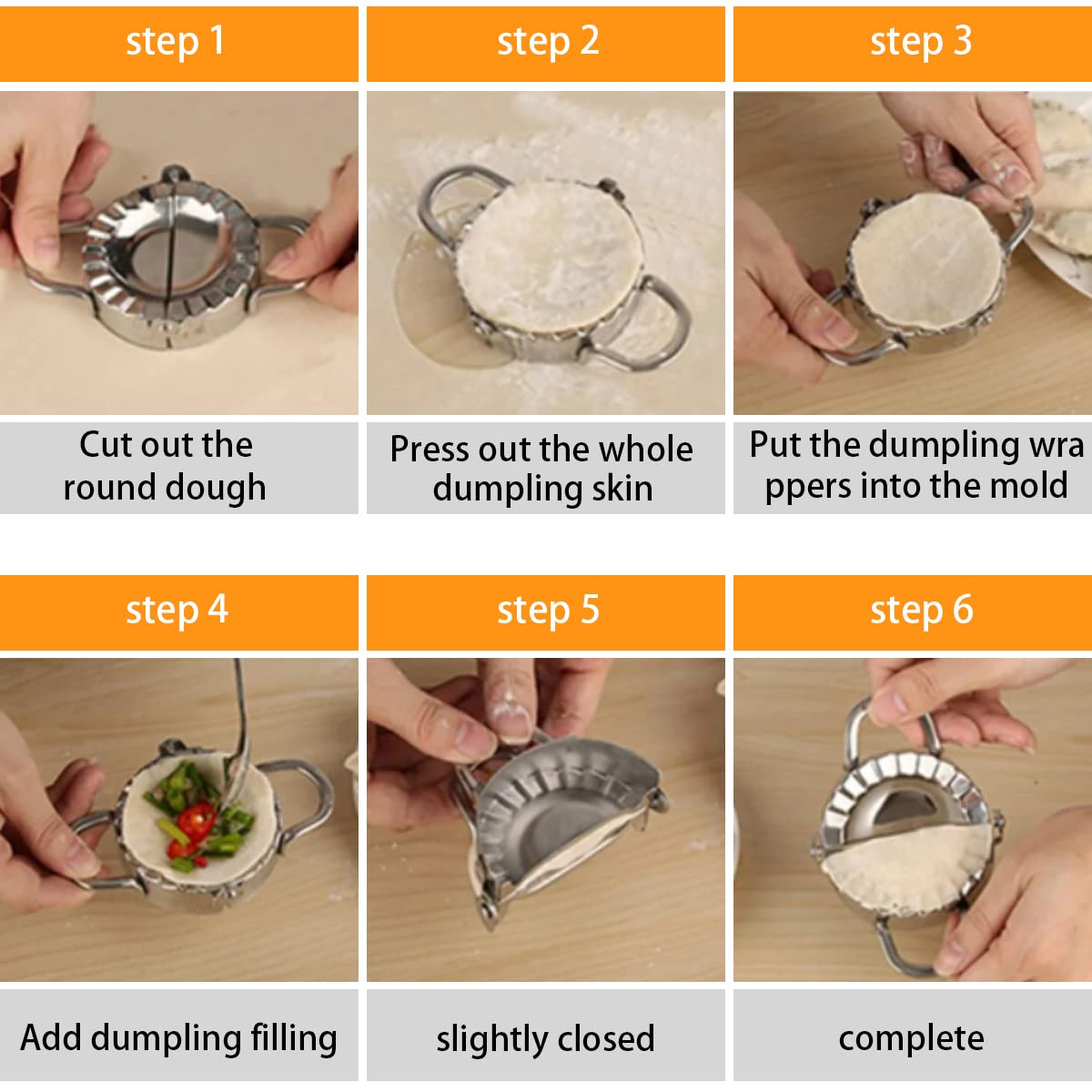 Edelstahl Dumpling Maker, 2 Teigtaschenformen 2 Teigausstecher Edelstahl Dumpling Maker, 2 Teigtaschenformen 2 Teigausstecher