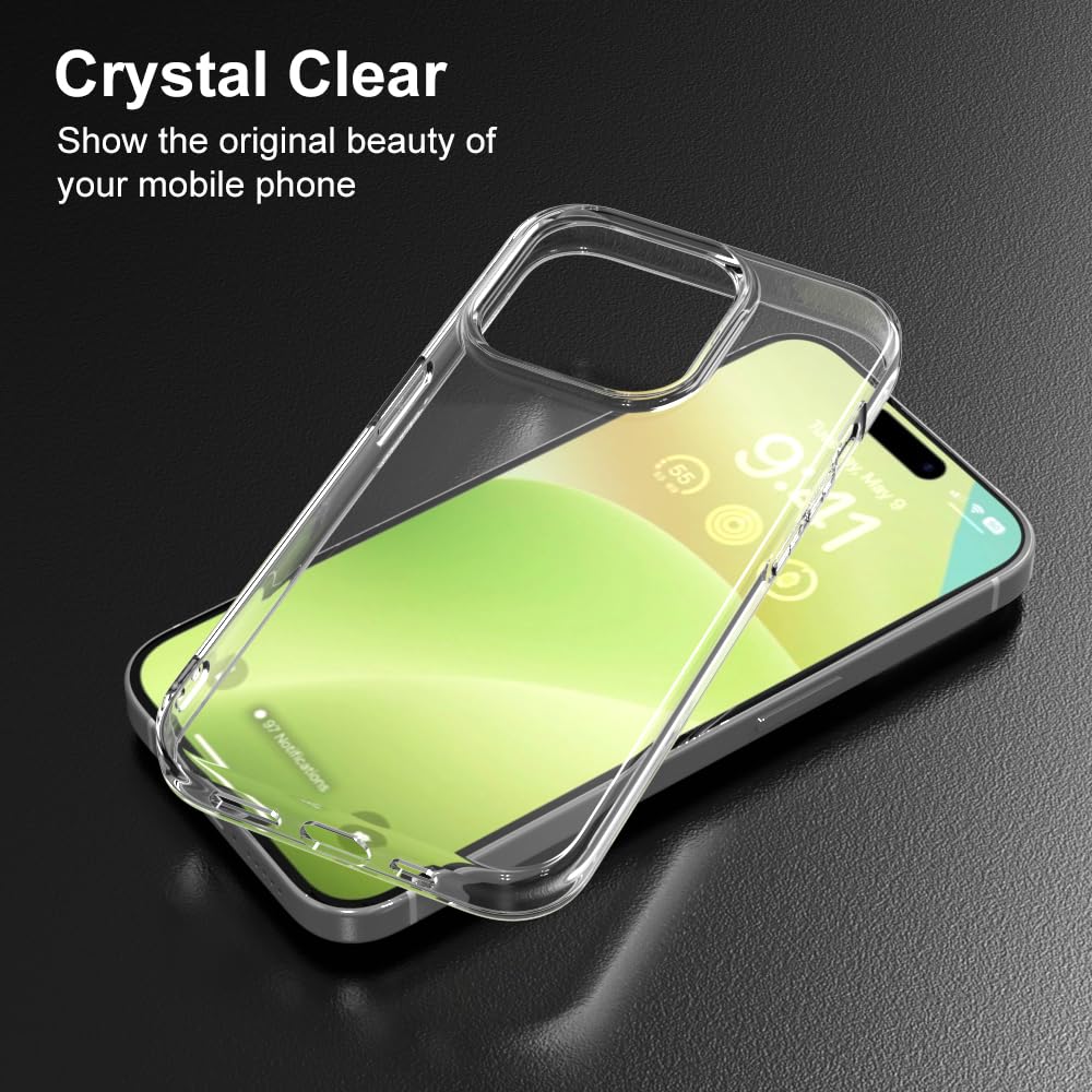 Captor Cover Custodia Colorata in Silicone Liquido per iPhone 15 Pro 6,1 Pollici, Alta Qualità con Bordo Rialzato per Schermo e Protezione Fotocamera Sottile Morbida Con Microfibra Interna (Nero