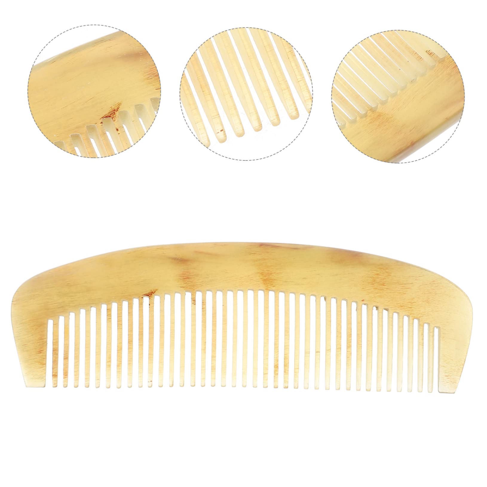 BESTYASH Peine de Cuerno Antiestático Natural Peine para Masajear el Cabelludo para Cabello Grueso Liso Rizado Herramienta de Peinado Cuidado del Cabello Barba