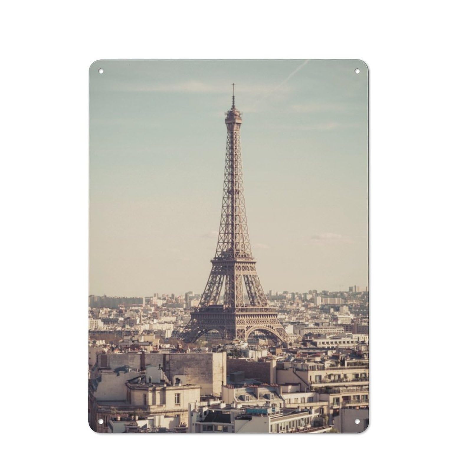 Junmoney Eiffel Tower Paris Skyline Retro Metal Wall Sign 40X30cm With For Bar Or Restaurant, Gift Idea For A New Home And Metal Sign Collection