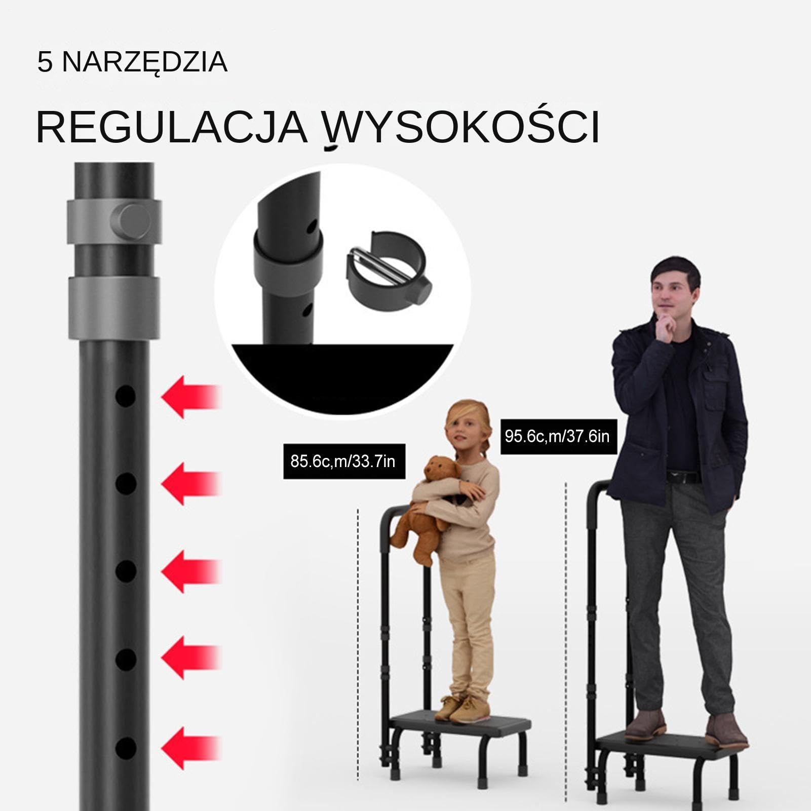Taborety ze stopniem dla seniorów, guma antypoślizgowa, 95,6 x 41 x 29,3 cm, regulowane podwyższenie wanny, pomoc przy wejściu ze stali węglowej dla seniorów, regulowane, do kuchennej wanny łazienkowe
