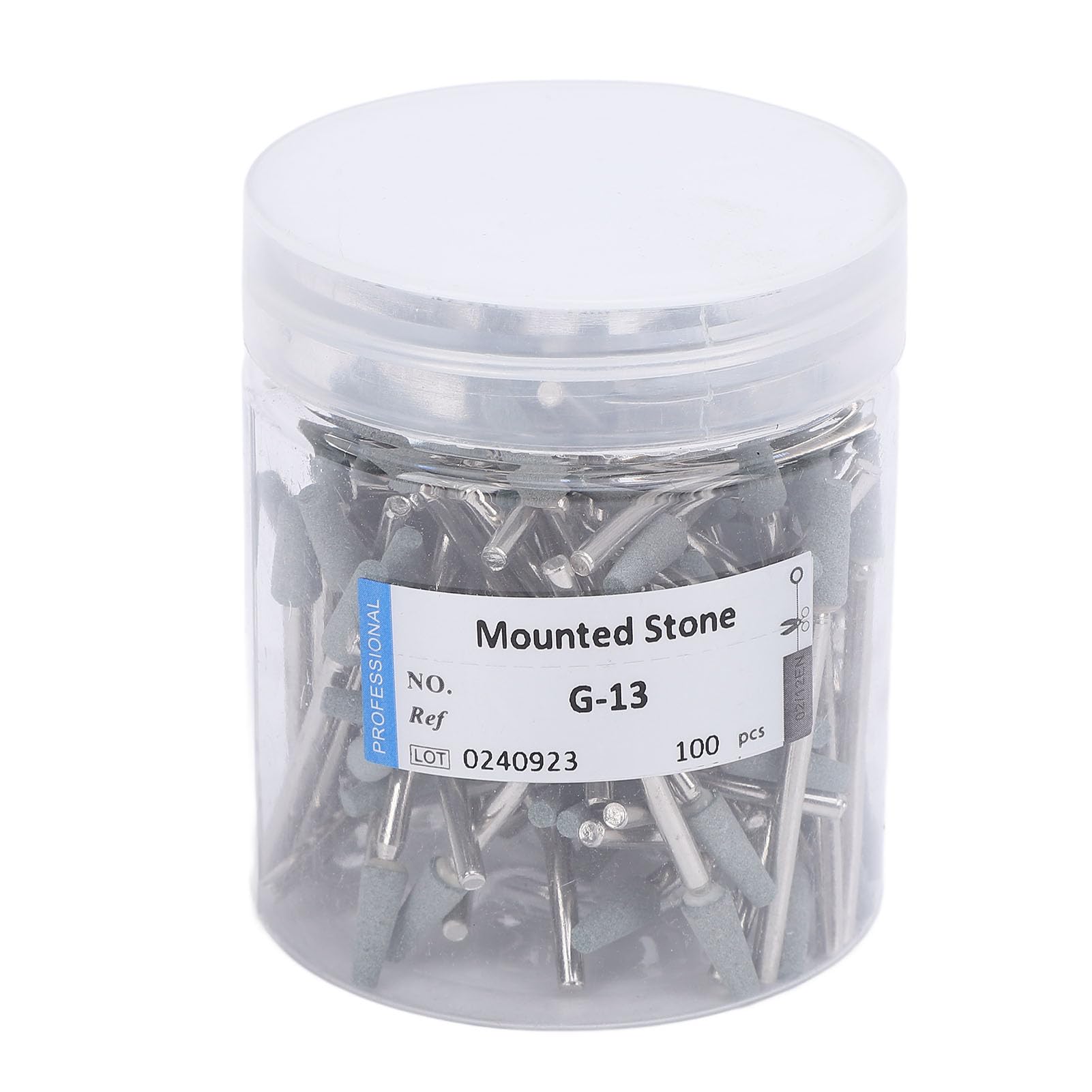 100 brocas cónicas para uñas, de acero de tungsteno, de cuarzo y acero de tungsteno, con parte superior redonda, para limpiar cutículas, con caja de almacenamiento