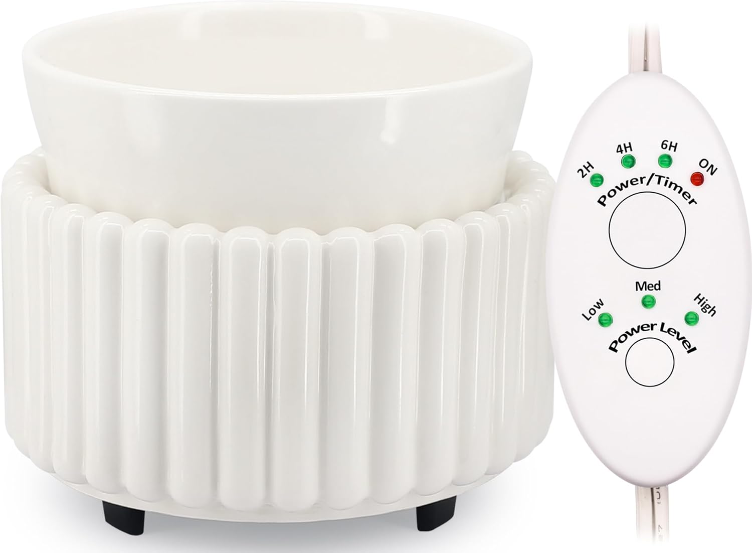Ceramic Wax Melt Warmer with Timer Candle Warmer for Scented Wax Electric Fragrance Burner for Home, Office, Bedroom - Gift & Décor White With Timer