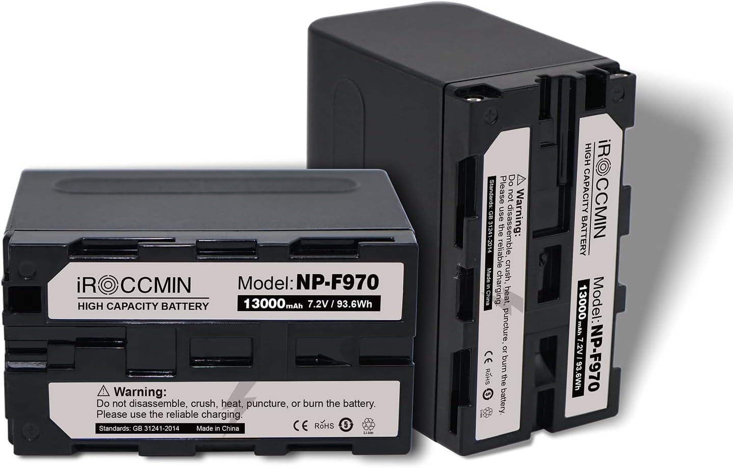 2-Pack 13000mAh NP-F970 Battery for Sony DCR-VX2100/DSR-PD150/HDR-FX7/Z1P, Compatible with NP-F930/F950/F960 & HVR-HD1000U/FDR-AX1/NEX-FS700U for Camera Handycam Camcorders LED Light