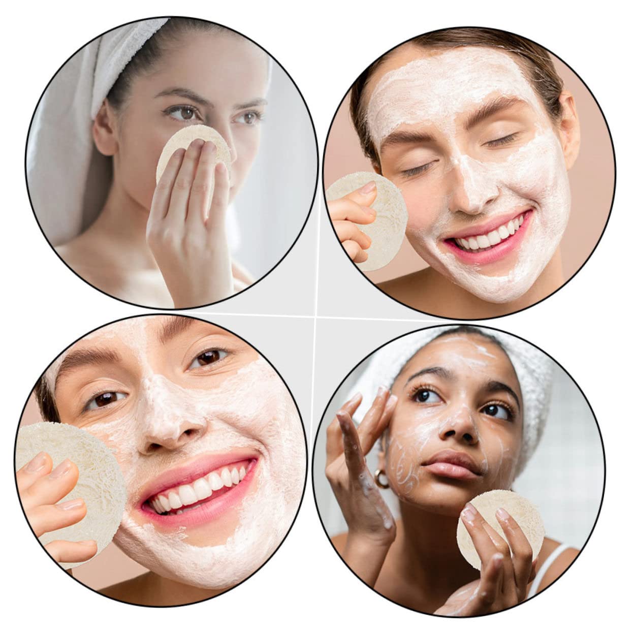 DOITOOL 60pezzi Spugnette Rotonde Per Detersione Viso Struccante Naturale Cellulosa Per Esfoliazione e Pulizia Del Viso Adatto Per Uso Quotidiano e Viaggi