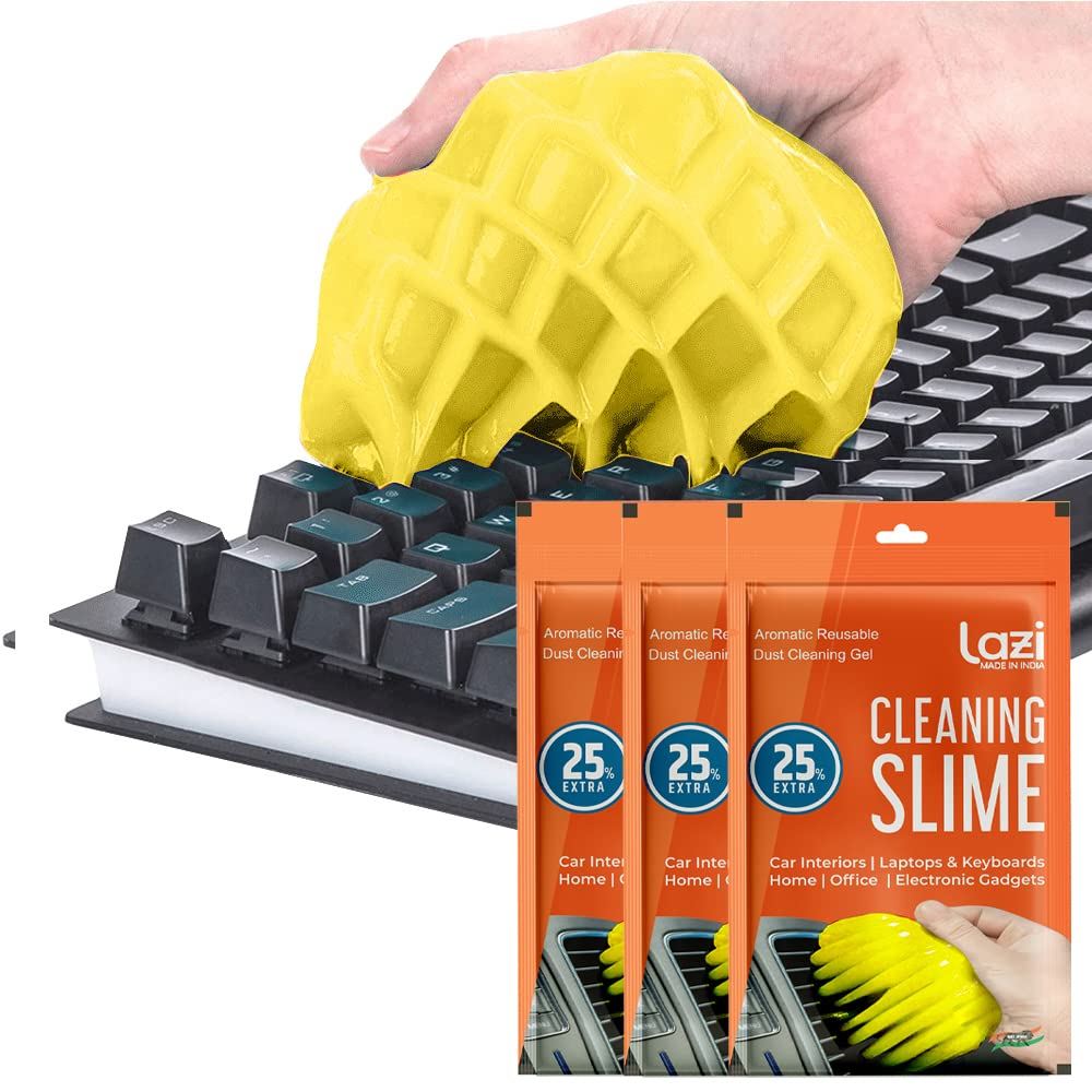 LAZI (Yellow Pack 3 Multipurpose Laptop Keyboard Cleaner Dust Cleaning Kit Slime Gel Jelly Putty Magic Super Clean Gel for Keyboard Laptop Car Dashboard Accessories Electronic Gadget Cleaner 300gm (B0BTYXQNKK) Amazon Price History, Amazon Price Tracker