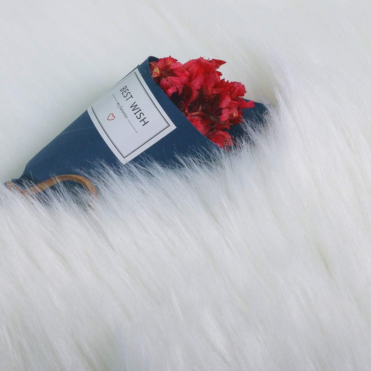 HEQUN Faux Fur Rug, Fluffy Rug, Shaggy Rugs,Faux Sheepskin Rugs Floor Carpet for Bedrooms Living Room Kids Rooms Decor (White - Image 5