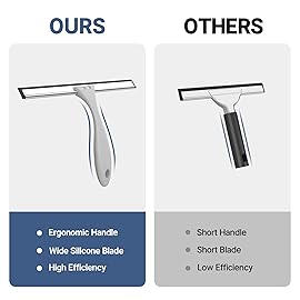 AmazerBath Squeegee for Shower Glass Door, All-Purpose Squeegee with Hook for Shower Doors, Windows, Mirrors, Tiles and Car Glass, 10 Inches