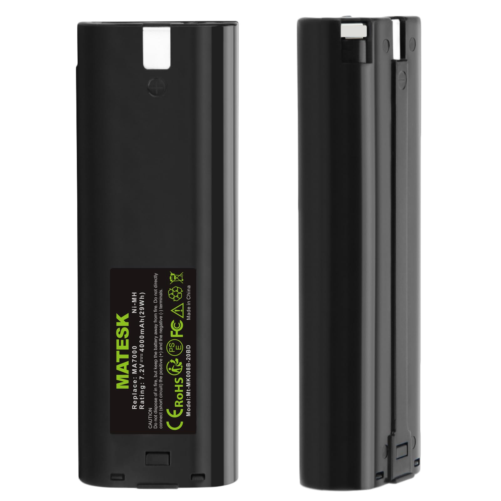 7.2V 4000mAh NI-MH Batterie pour Makita 7000 7033 7002 6012D 6018D 6019D 6019DW 6912D DA301D 3700D 4071D 6018D 6075D 6172D DA301DW DA302DWB 6172DW (2 pièces)