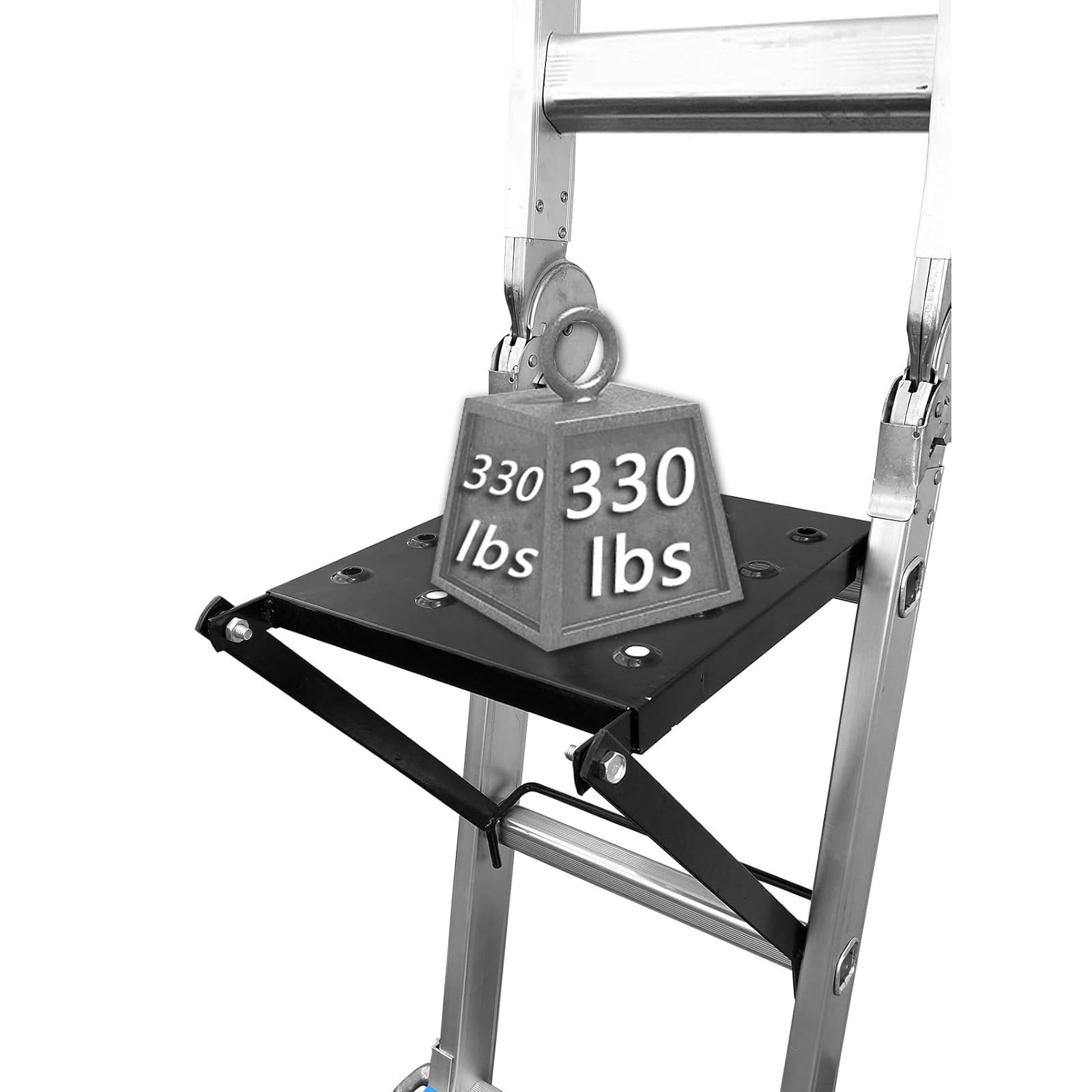 Ivhomeshop Black Ladder Work Platform System,Anti-Slip Extension Ladder Tool, Ladder Work Stand Holds 330 Pound(Black)