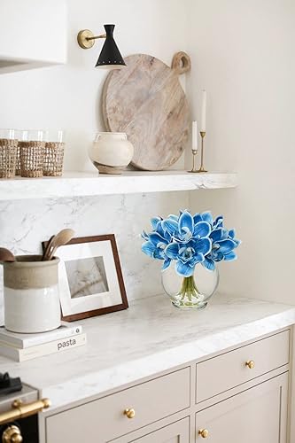 Miniatura 5 de Flores sintéticas en jarrón de 9.3 pulgadas, arreglo de flores de orquídea Cymbidium con agua sintética de tacto real para mesa de boda, centro de