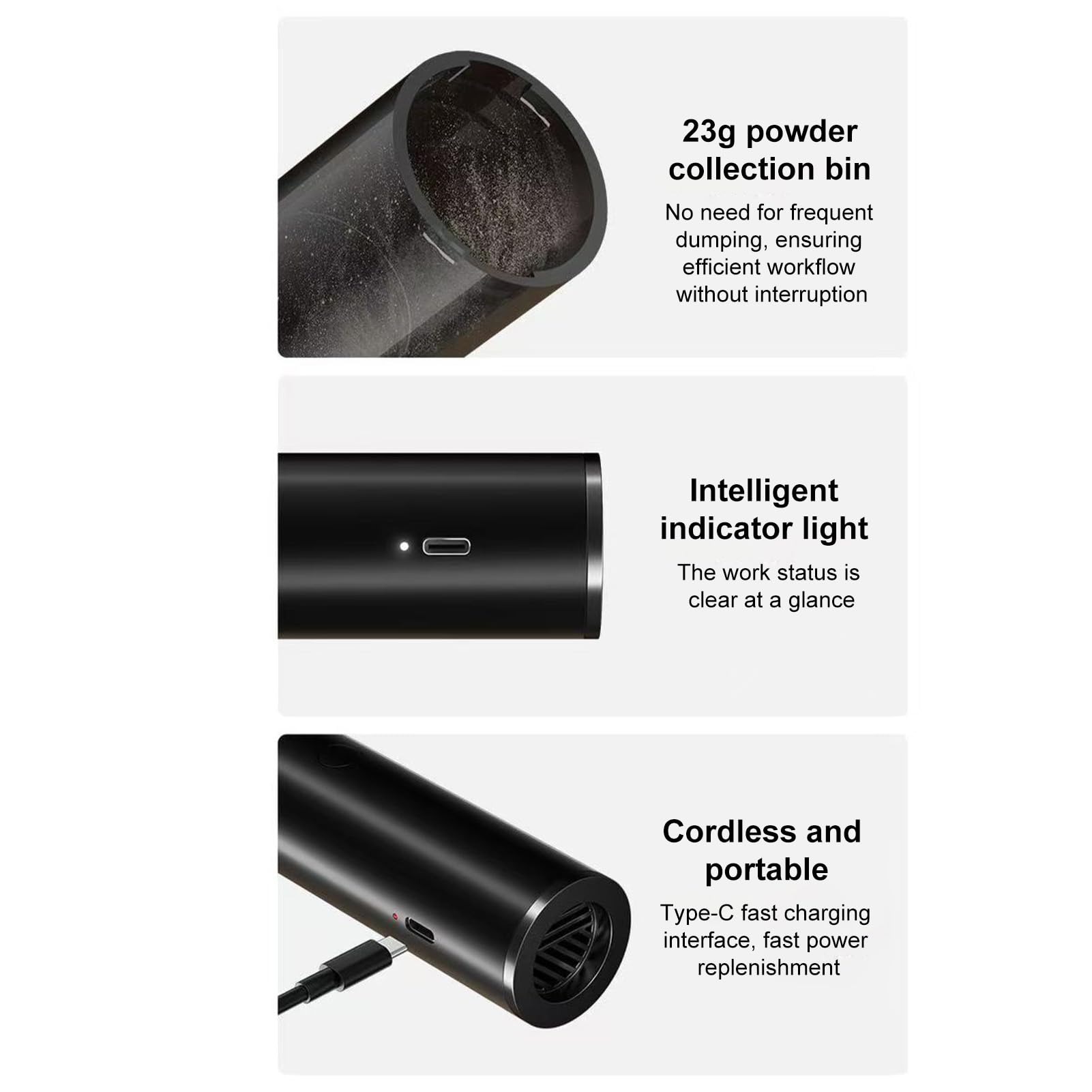 Fockety Aspirador Molinillo de Café Inalámbrico de Mano, 40W | Aspiradora de Aire 2 en 1 para Coche, Batería Recargable de 2600mAh, Fuerte Succión, para Teclado, Máquina de café Expreso