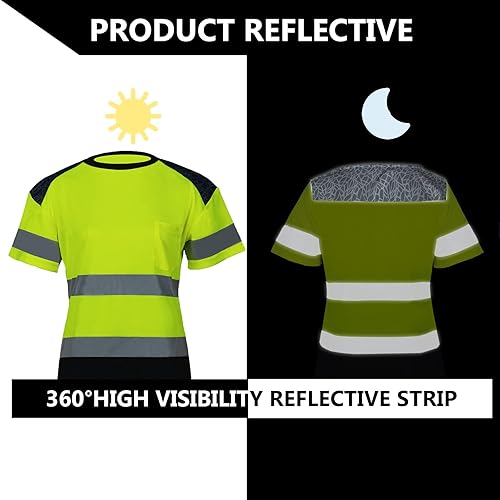 Miniatura 6 de Hi Vis Safety T Shirt for Women Reflective ANSI Class 2 with Pocket High Visibility Work Construction Short Sleeve