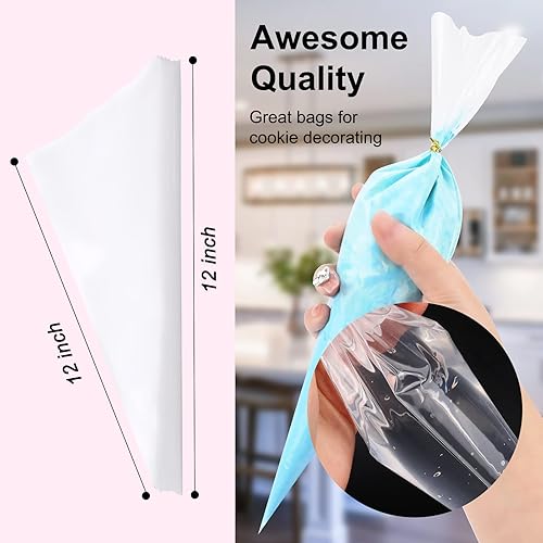 Miniatura 10 de Tamodan Bolsas de pastelería 100 piezas y 16 pulgadas sin botones, bolsas de pastelería extragruesas desechables, bolsas de pastelería