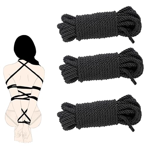BDSM Bondage Rope Sex Restraints Adult Toys SM Starter Set for Women Men Couples 32 Feet/10m, 3 Pack (Black) - Black