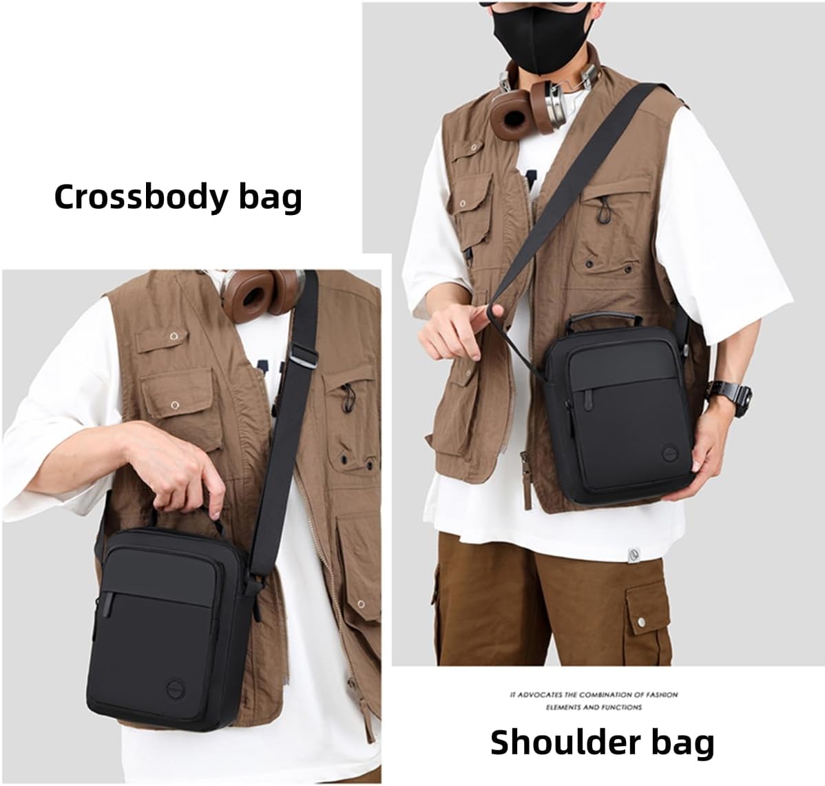 Small Messenger Bag for Men Women, Purse for Men Multi Pocket Purses Bag Hold Phone Handset Anti Theft - Image 2