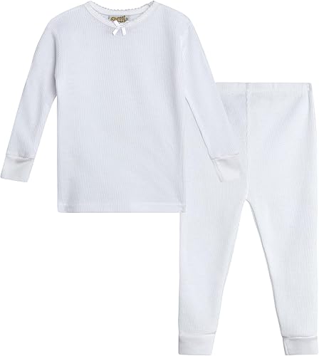 Sweet & Sassy Conjunto de ropa interior térmica para bebé, 2 piezas, parte superior e inferior de punto térmico para niñas pequeñas (12M-4T)