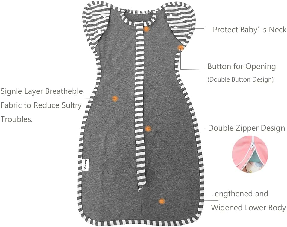 Baby Blanket Sack with Arms Free Design,Transition to Arms Free Wearable for Newborn Girl and Boy, Large 6-9Months, Grey Color - Image 5