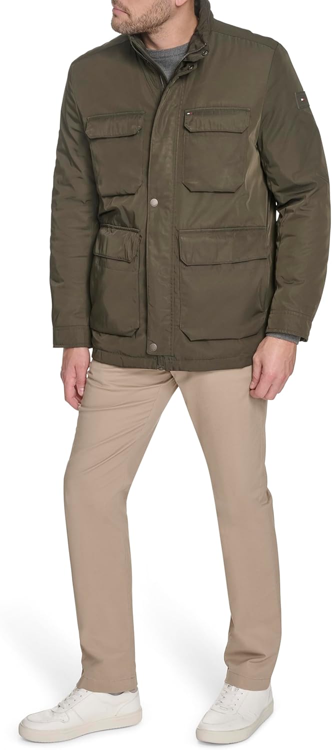 Tommy Hilfiger Men's Stand Collar Four-pocket Field Jacket - Image 7