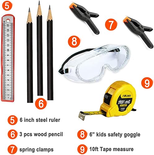 Miniatura 3 de Juego de herramientas de construcción para niños, 20 piezas, con caja de herramientas azul y ropa protectora, juego de herramientas de carpintería