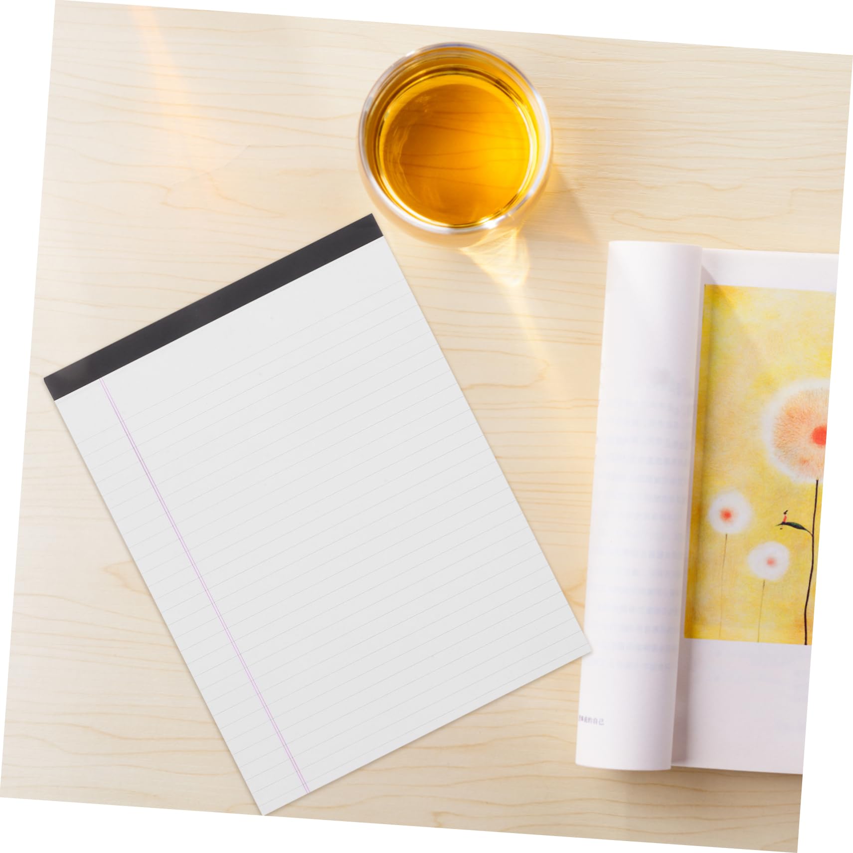 Veemoon Bloc-notes à Lignes Larges 4pcs Papier Blanc Épais pour Bureau et École, Solution Portable D’écriture Feuilles Autocollantes Légales