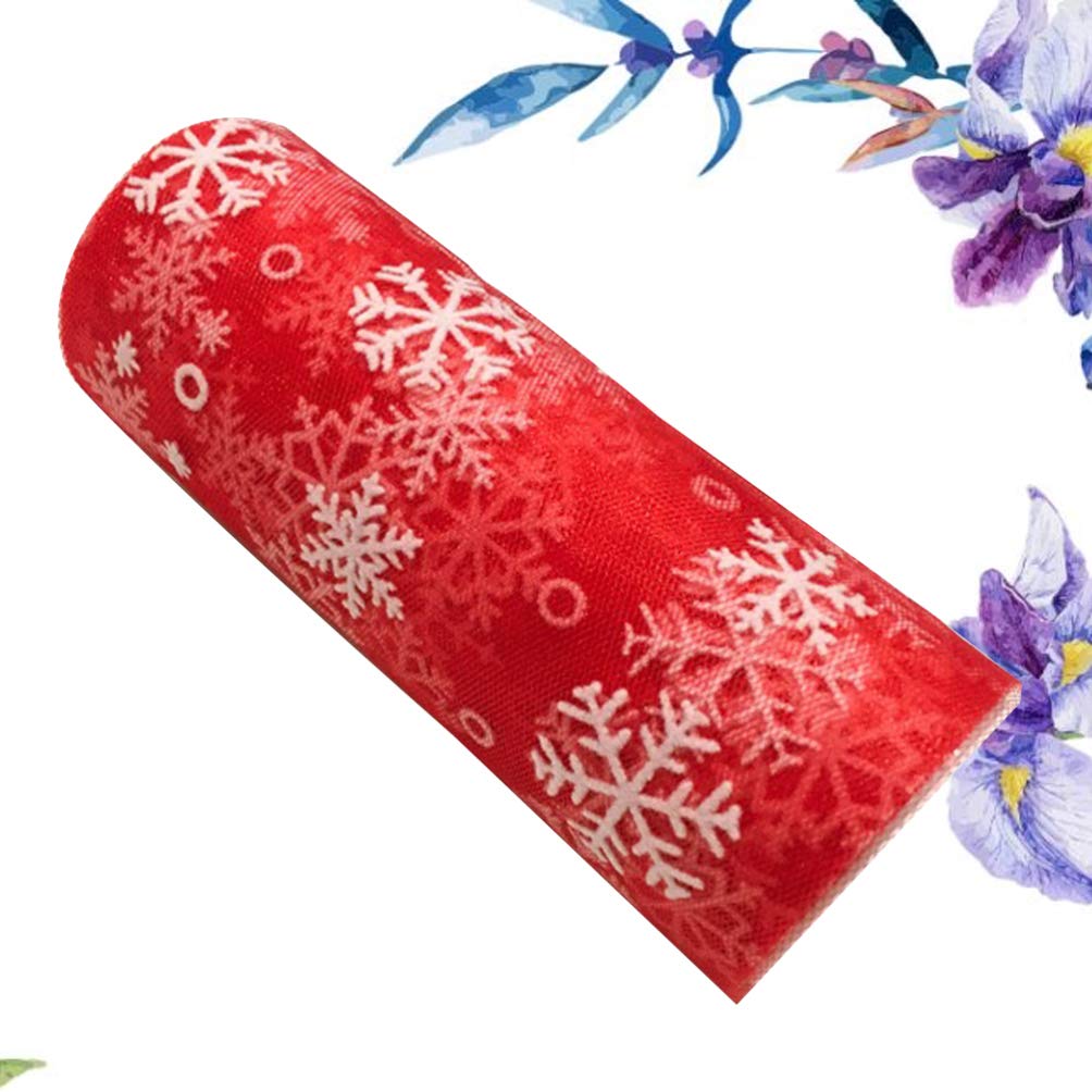 EXCEART Fiocchi di Neve Natalizi Rotoli di Tulle Poliestere Glitter Fiocco di Neve Garza Artigianale per Confezione Regalo Fai da Te Bomboniera Decorazione Natalizia (Rosso 15 Cm)